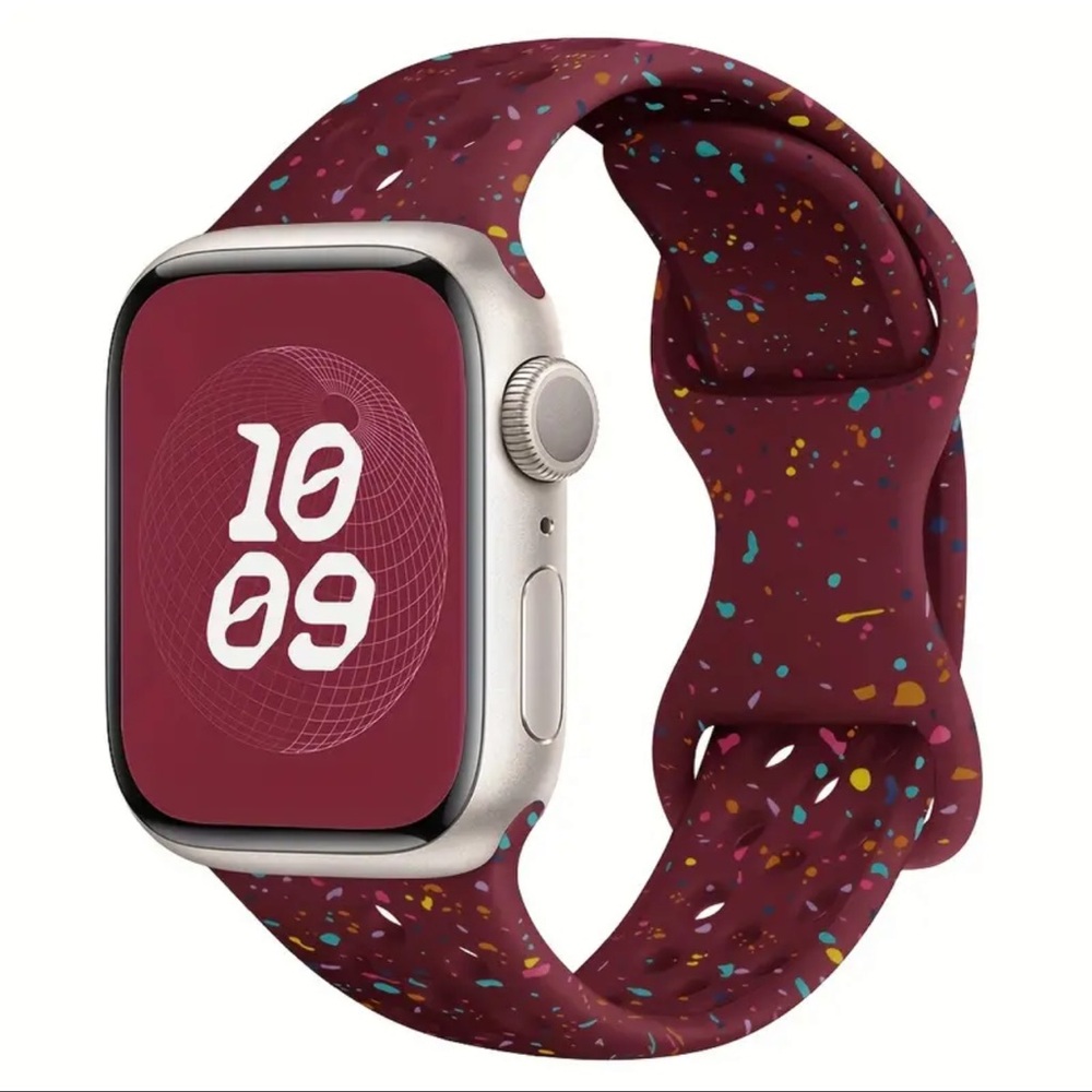 Silicone Sport Strap with Hole and Colorful Fragments Compatible with Apple Watc